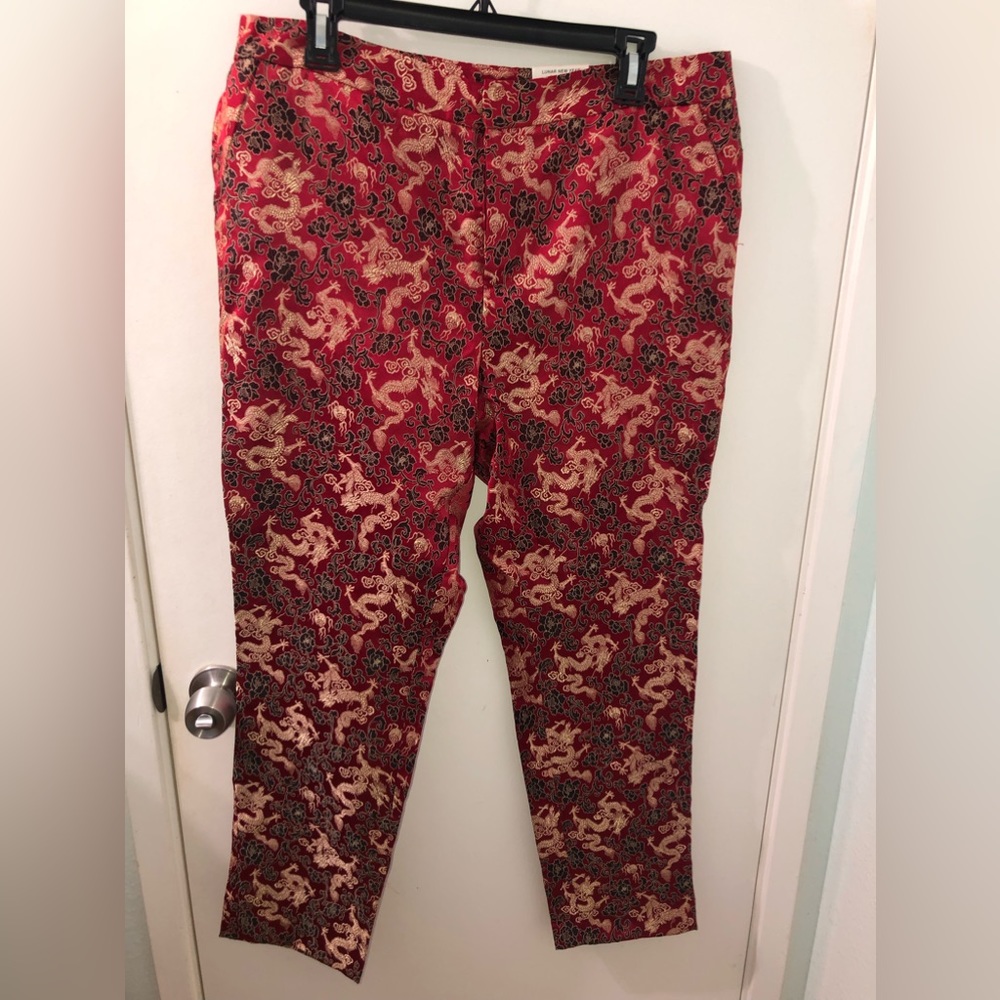NWT Jacquard Skinny Cropped Pants in Red